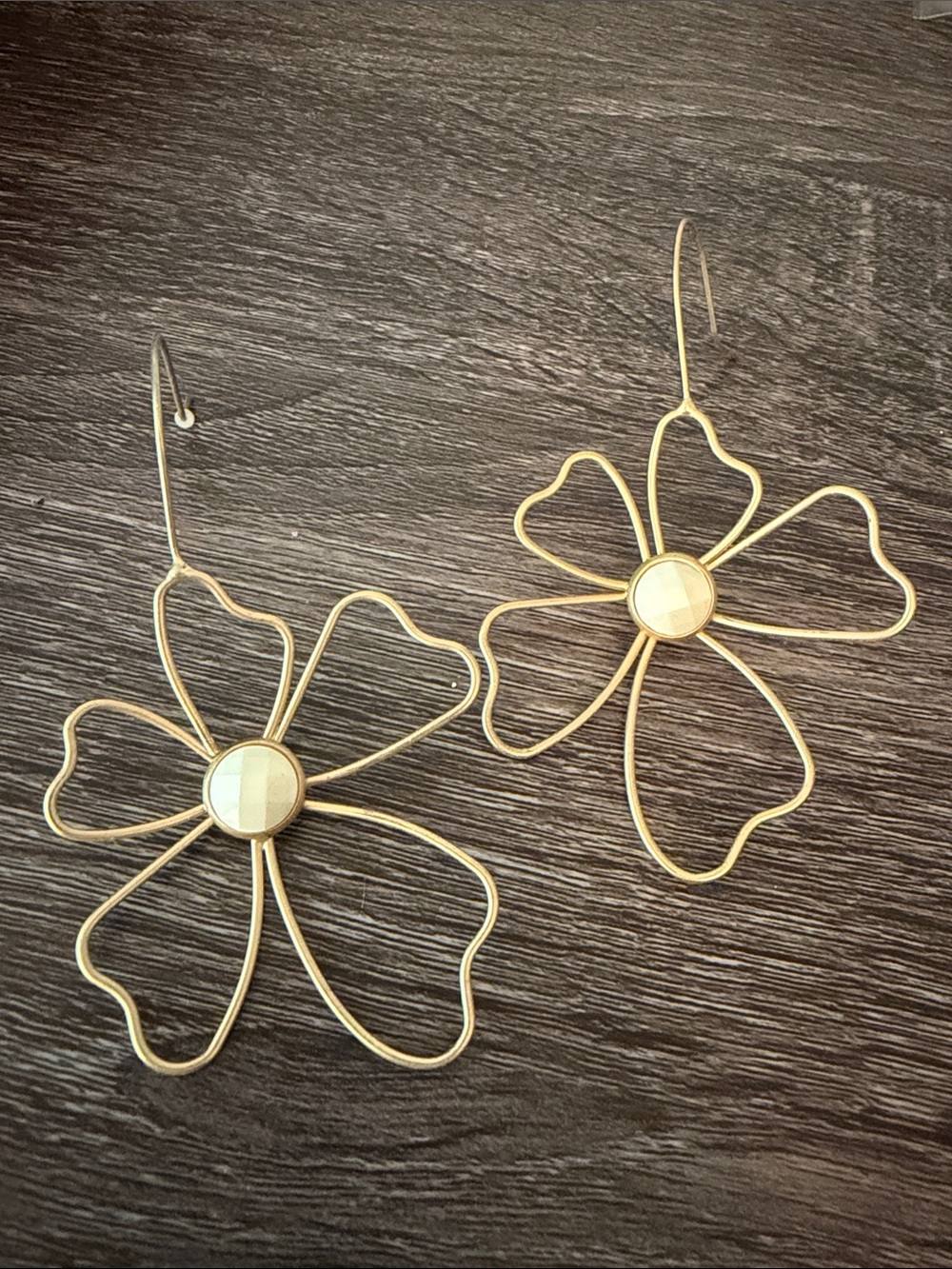 Fashion Gold Flower Wire Drop Earrings - Chic Floral Statement